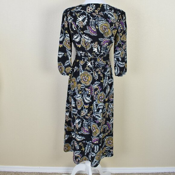 ba&sh Vienne Dress Noir Paisley Floral Midi - S - Picture 6 of 11